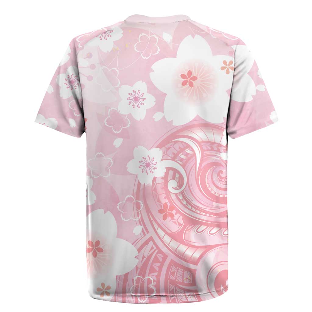 Japan Sakura Floral with Polynesian Vibe Rugby Jersey LT9