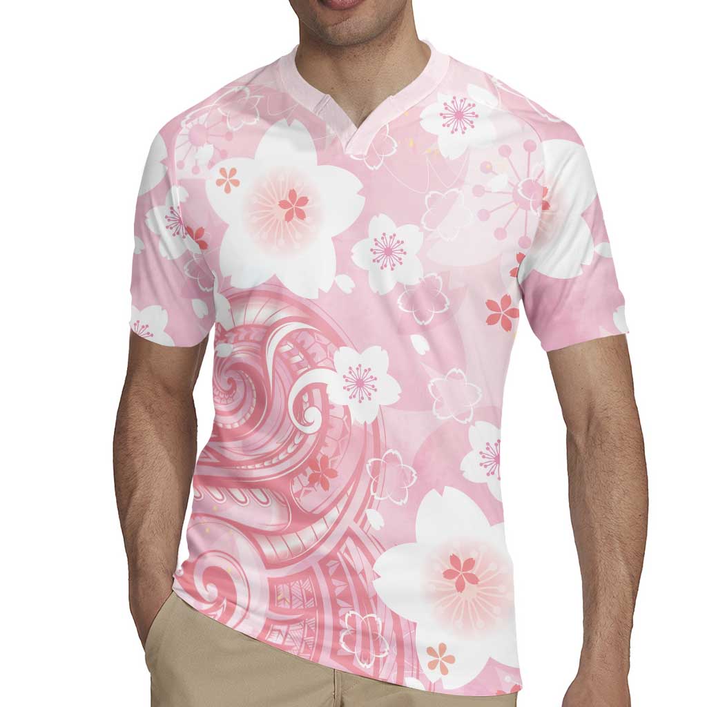 Japan Sakura Floral with Polynesian Vibe Rugby Jersey LT9