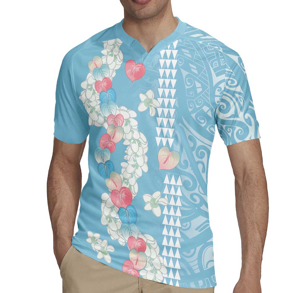 Blue Hawaii Anthurium Plumeria Lei Rugby Jersey LT9