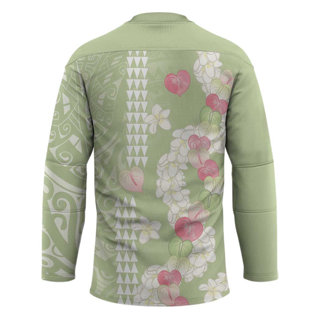 Leaf Green Hawaii Anthurium Plumeria Lei Hockey Jersey LT9