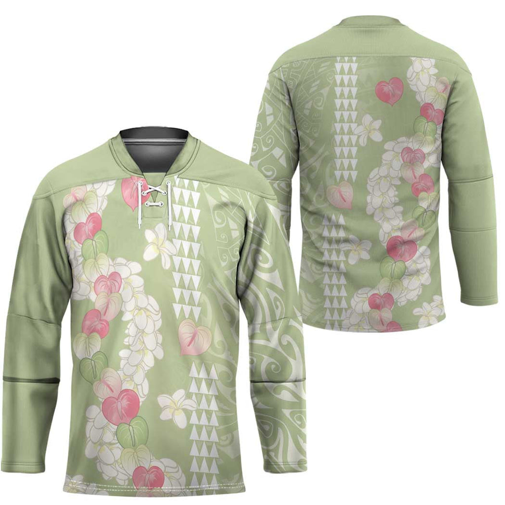 Leaf Green Hawaii Anthurium Plumeria Lei Hockey Jersey LT9