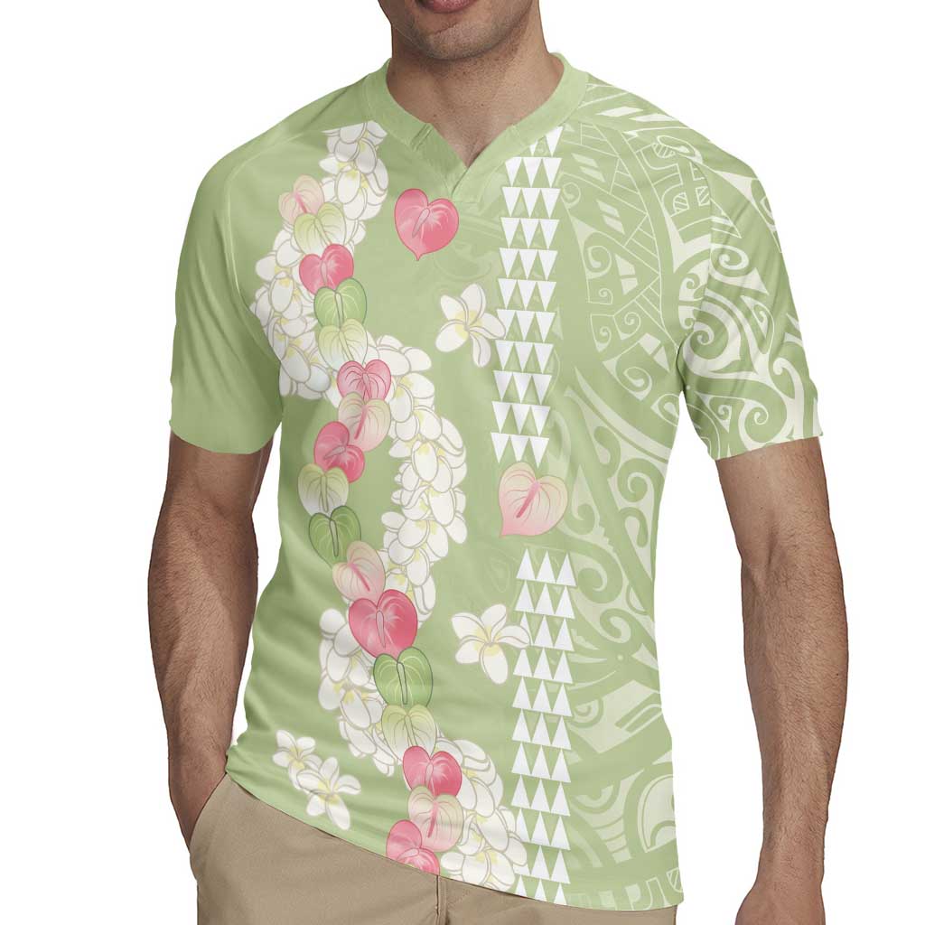 Leaf Green Hawaii Anthurium Plumeria Lei Rugby Jersey LT9