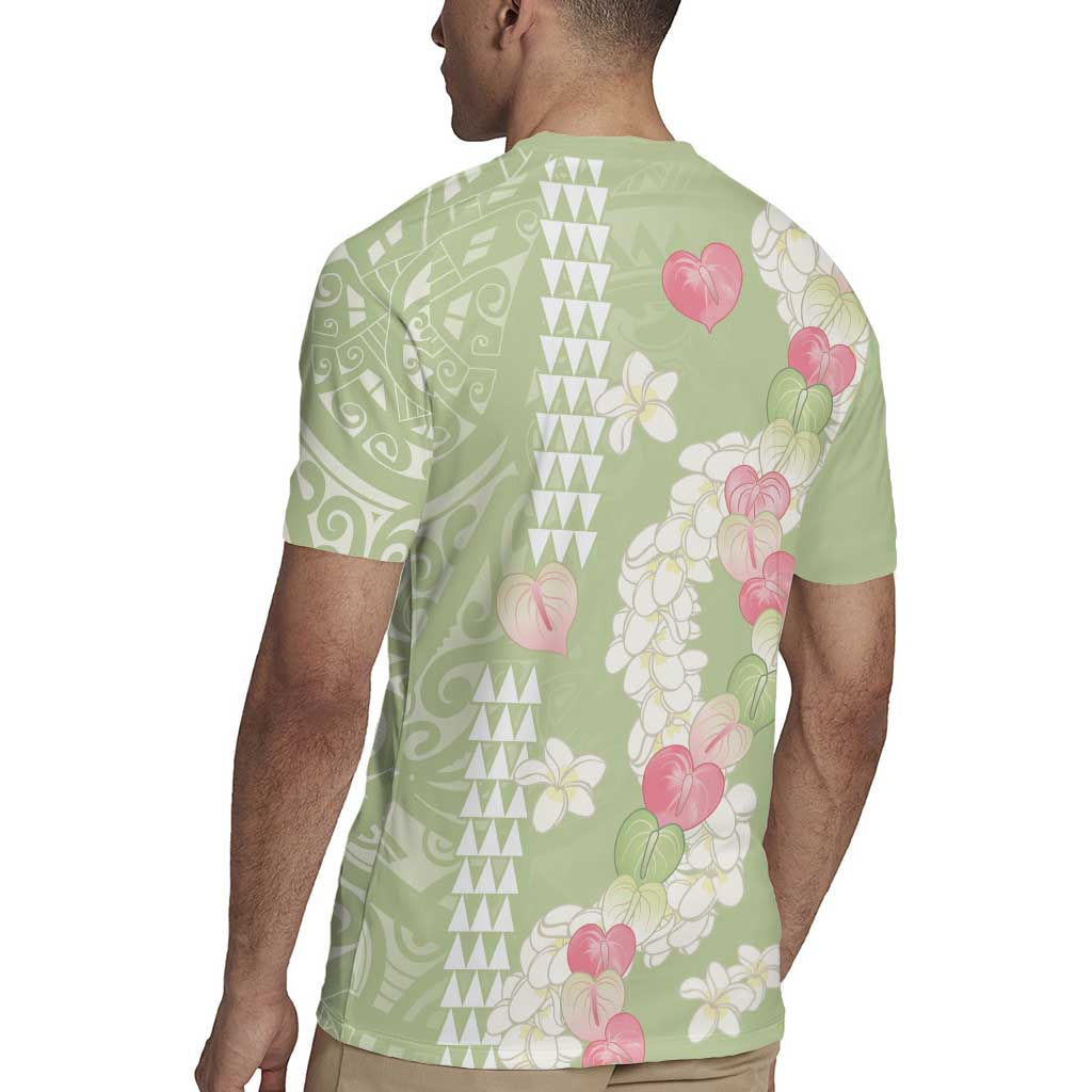 Leaf Green Hawaii Anthurium Plumeria Lei Rugby Jersey LT9