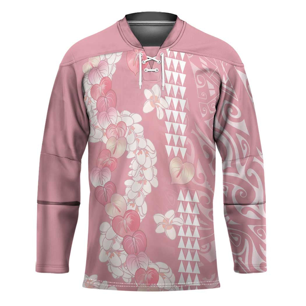 Soft Pink Hawaii Anthurium Plumeria Lei Hockey Jersey LT9