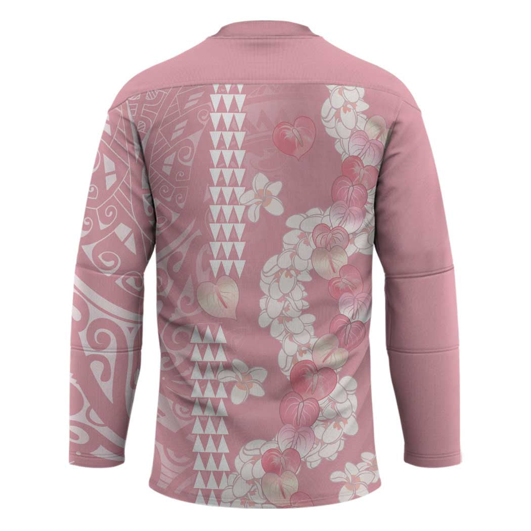 Soft Pink Hawaii Anthurium Plumeria Lei Hockey Jersey LT9