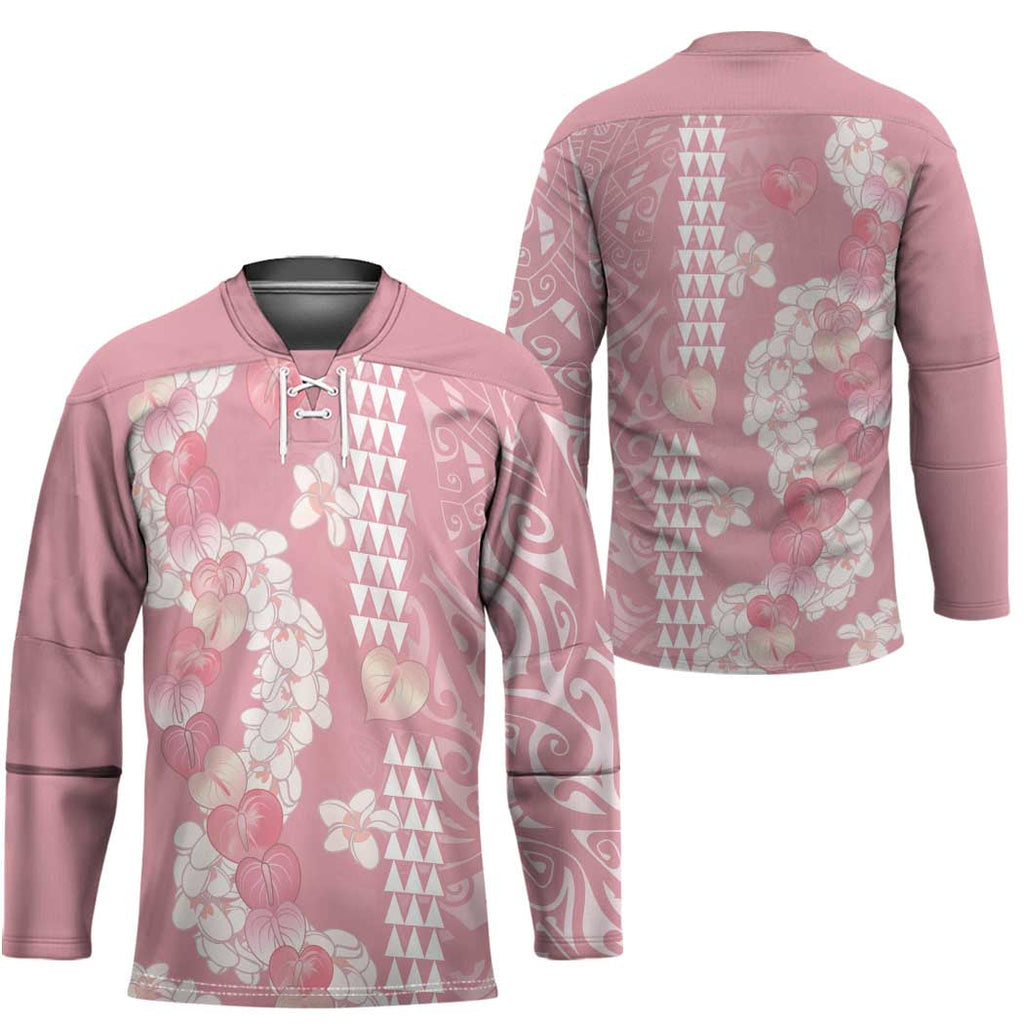 Soft Pink Hawaii Anthurium Plumeria Lei Hockey Jersey LT9