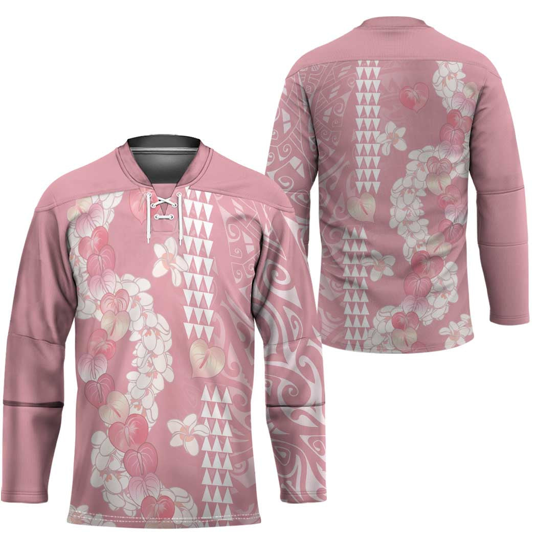 Soft Pink Hawaii Anthurium Plumeria Lei Hockey Jersey LT9