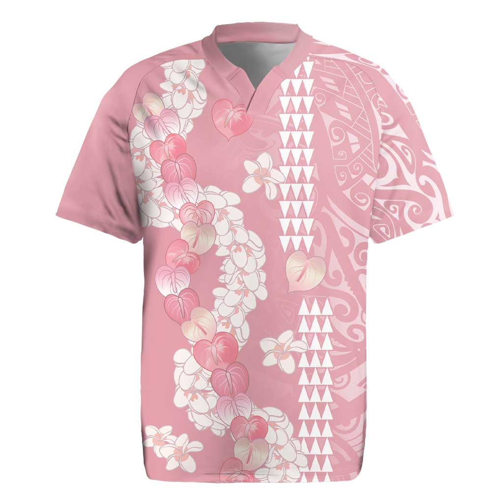 Soft Pink Hawaii Anthurium Plumeria Lei Rugby Jersey LT9