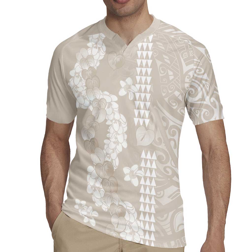 Suede Beige Hawaii Anthurium Plumeria Lei Rugby Jersey LT9