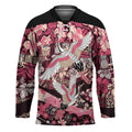 Japanese Hawaiian Crane Hockey Jersey Soft Pink Tapa Patchwork Pattern LT9
