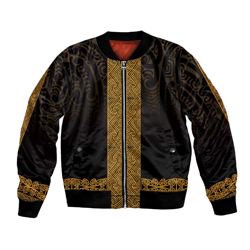 New Zealand Maori Kowhaiwhai Bomber Jacket Karaka Maui and Mangopare LT9