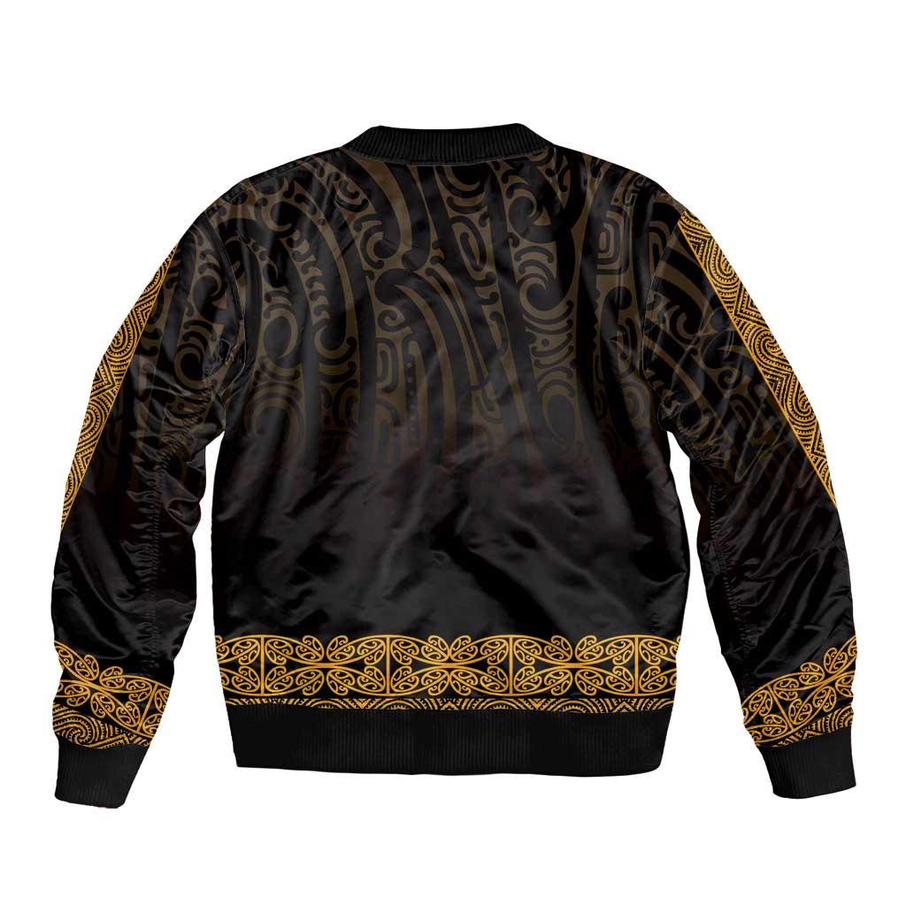 New Zealand Maori Kowhaiwhai Bomber Jacket Karaka Maui and Mangopare LT9
