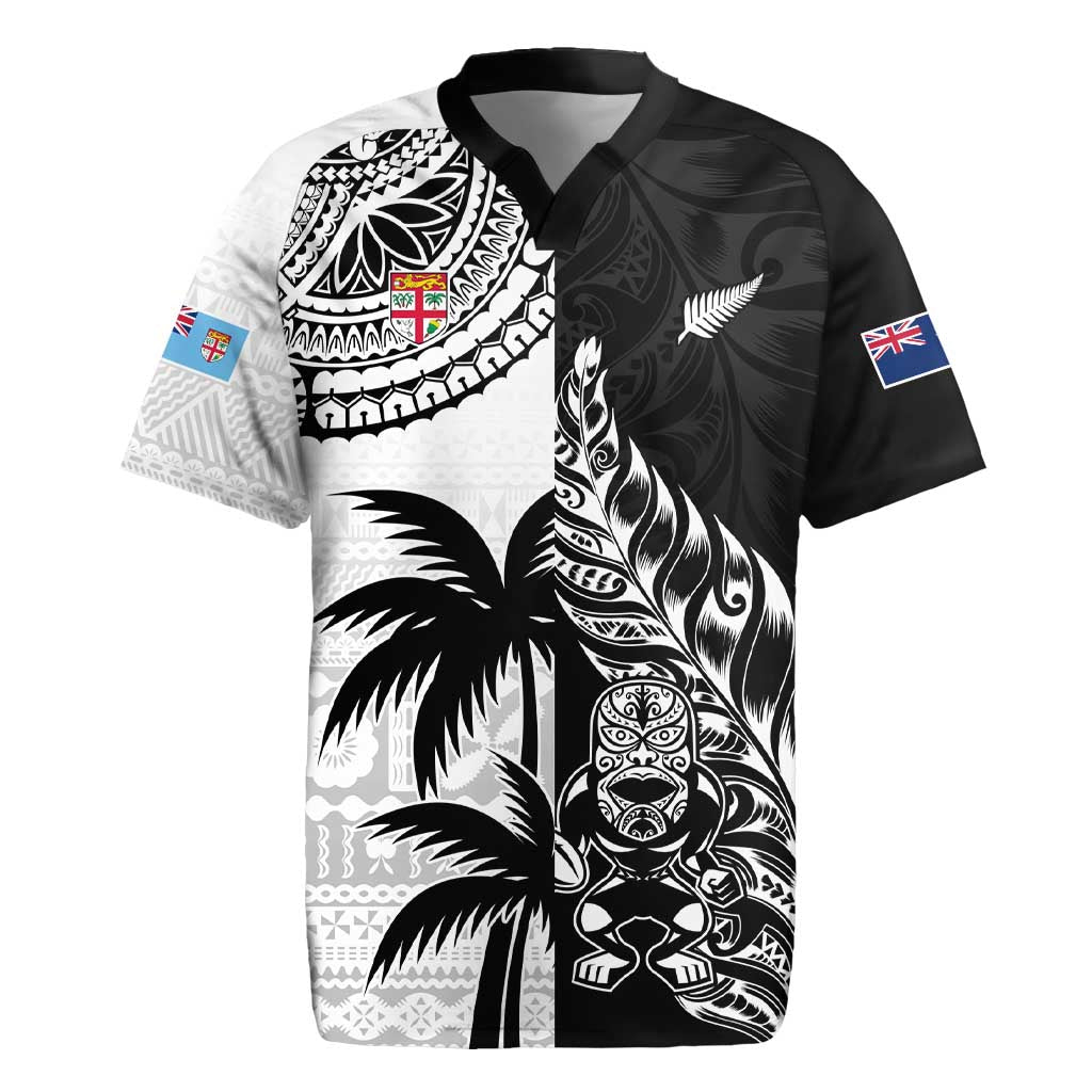 Custom Fiji New Zealand Rugby Jersey Maori mix Tapa Pattern Version LT9