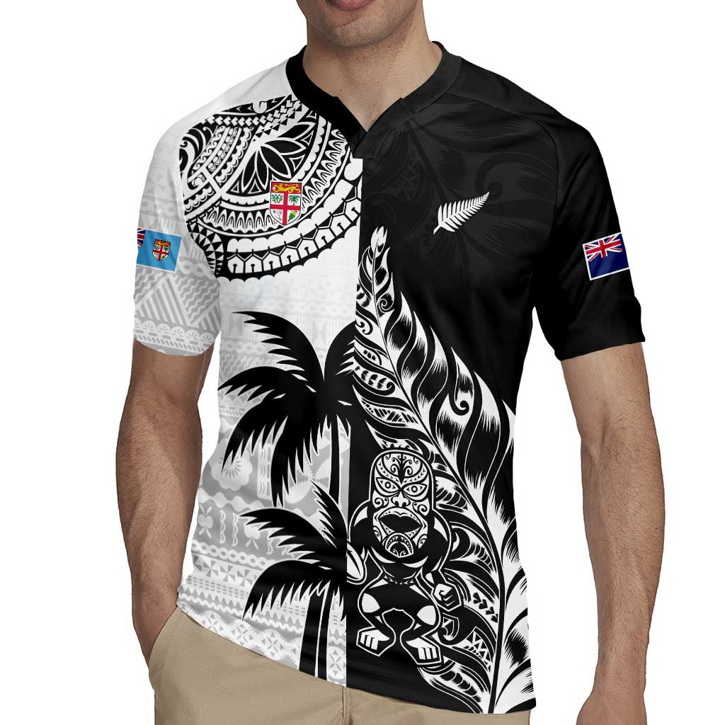 Custom Fiji New Zealand Rugby Jersey Maori mix Tapa Pattern Version LT9