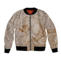 Hawaii Monk Seal and Map Bomber Jacket Polynesian Kanaka Maoli Beige Vibe LT9
