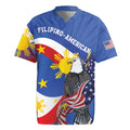 Personalized Filipino-American Rugby Jersey Philippines Coat Of Arms with Bald Eagle LT9