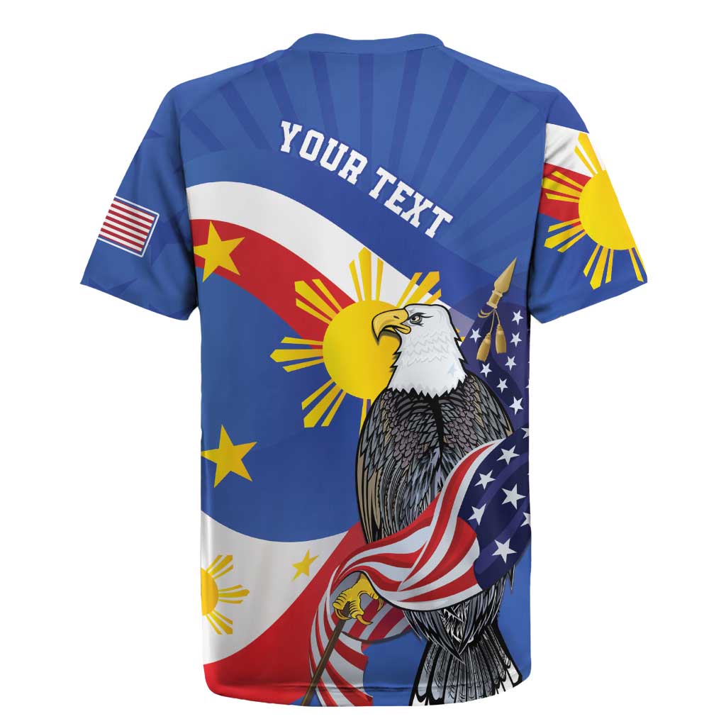 Personalized Filipino-American Rugby Jersey Philippines Coat Of Arms with Bald Eagle LT9