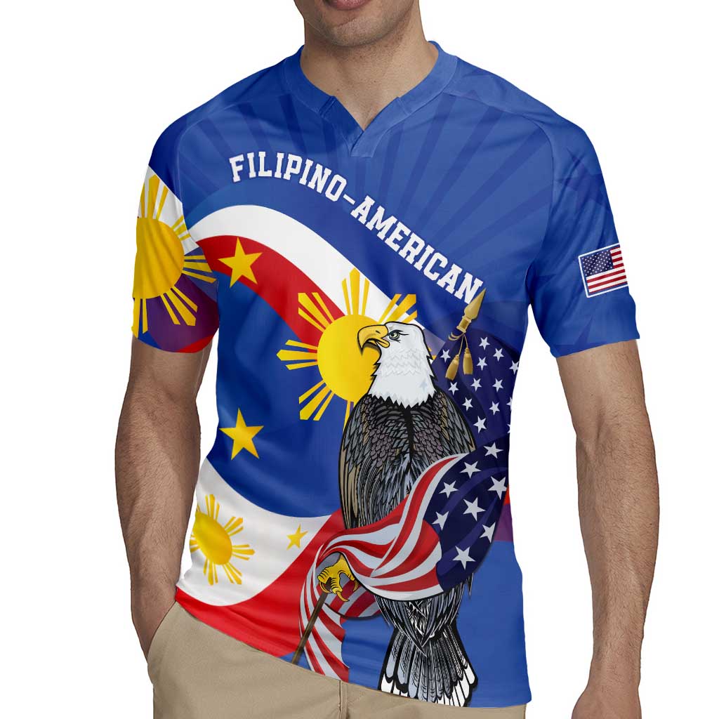 Personalized Filipino-American Rugby Jersey Philippines Coat Of Arms with Bald Eagle LT9