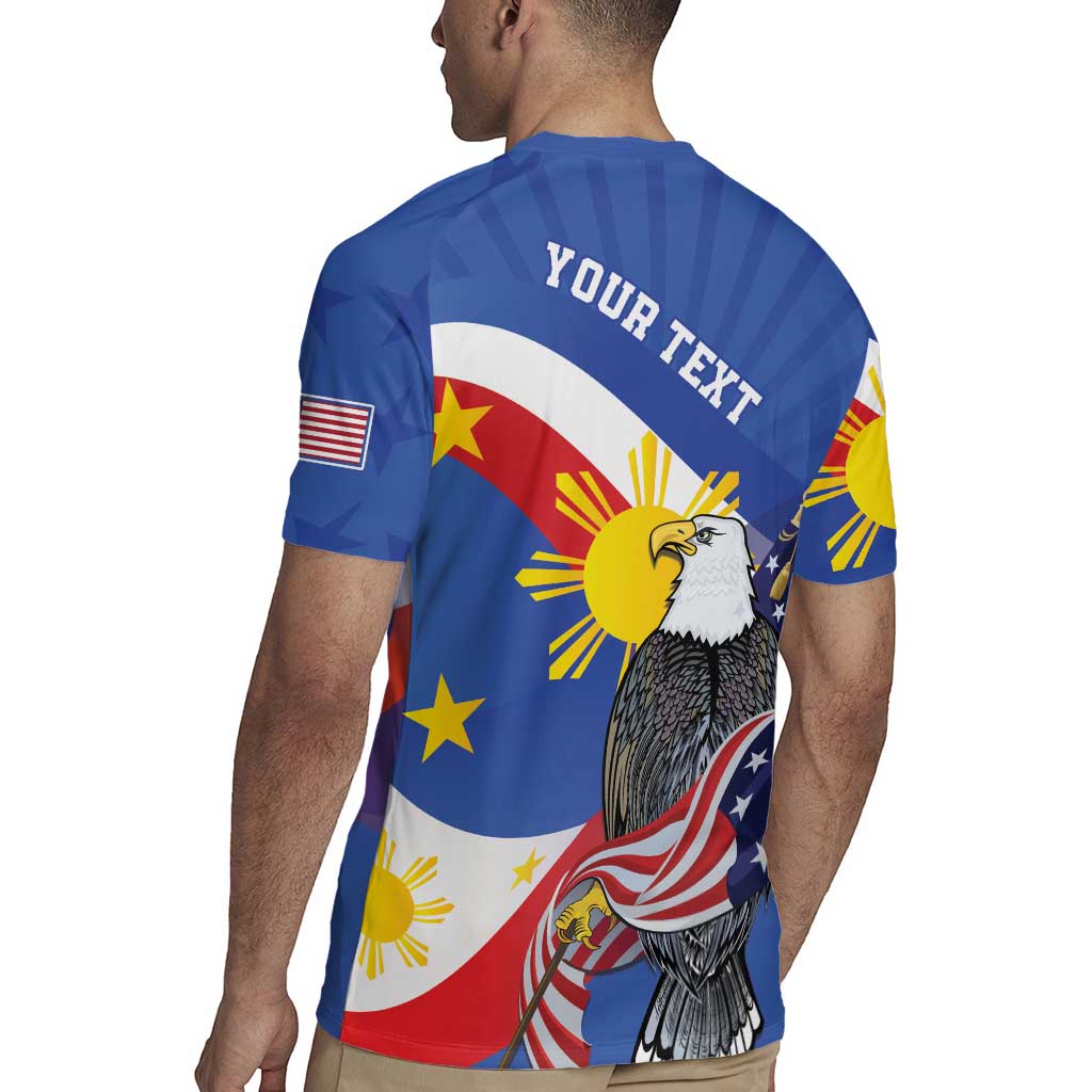Personalized Filipino-American Rugby Jersey Philippines Coat Of Arms with Bald Eagle LT9