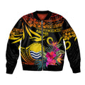 Polynesian Kiribati Independence Day Bomber Jacket Kiribati Emblem with Hibiscus Pacific Beauty LT9