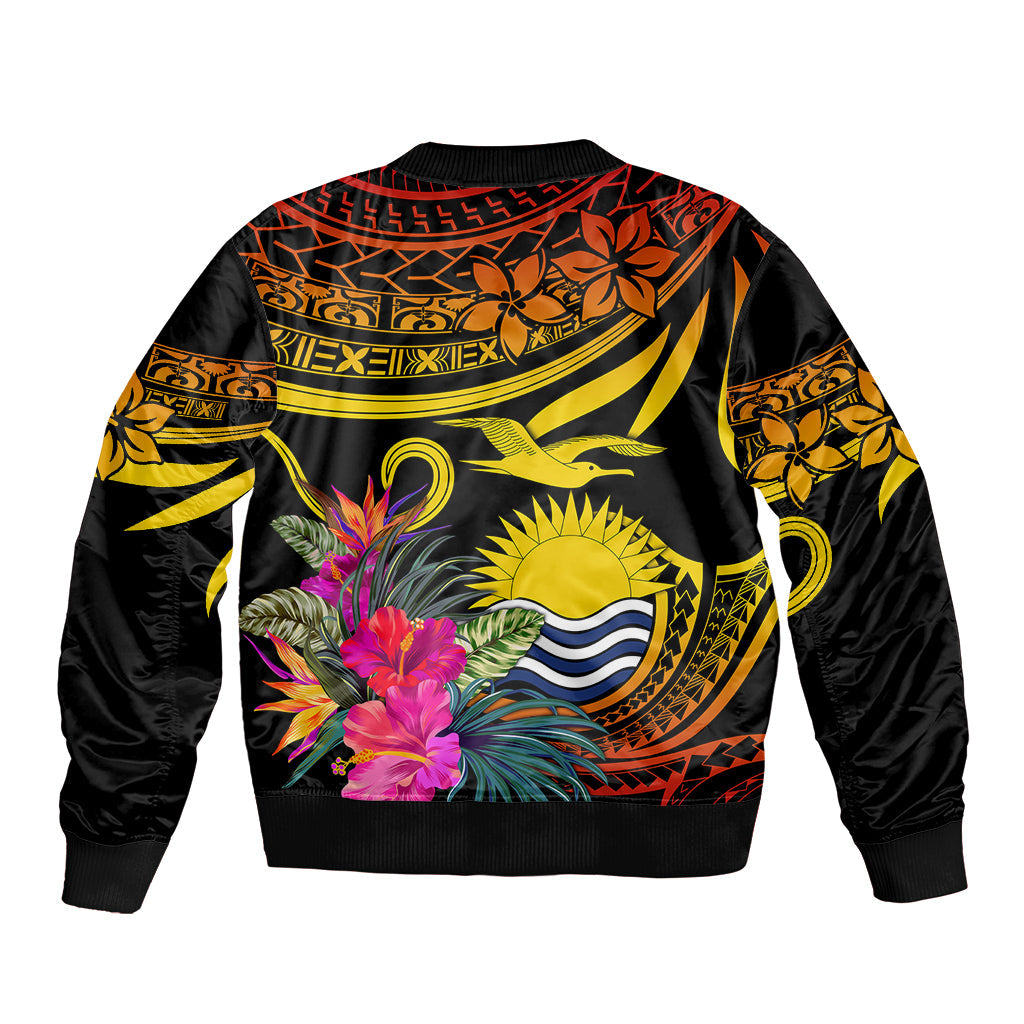 Polynesian Kiribati Independence Day Bomber Jacket Kiribati Emblem with Hibiscus Pacific Beauty LT9
