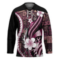 Samoa Siapo Tribal Pattern Hockey Jersey Violet Polynesian Plumeria Tapa Motif LT9