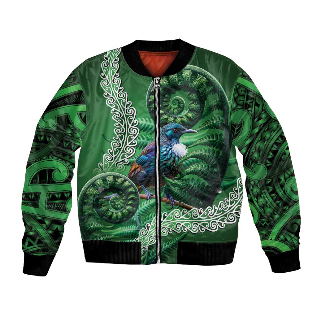 Tui Bird Koru Silver Fern Aotearoa Bomber Jacket LT9