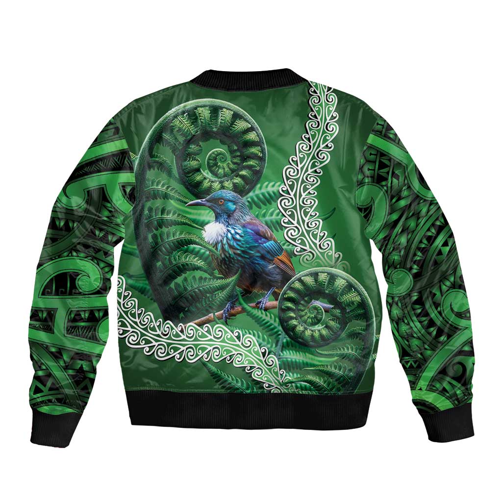 Tui Bird Koru Silver Fern Aotearoa Bomber Jacket LT9