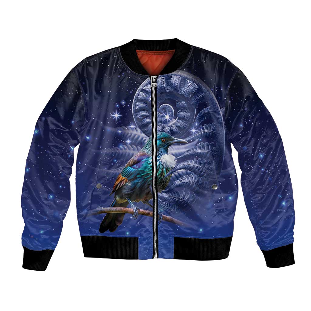 Tui Bird Matariki Galaxy Bomber Jacket Koru Silver Fern Aotearoa LT9