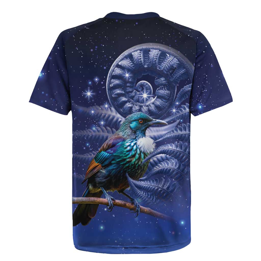 Tui Bird Matariki Galaxy Rugby Jersey Koru Silver Fern Aotearoa LT9