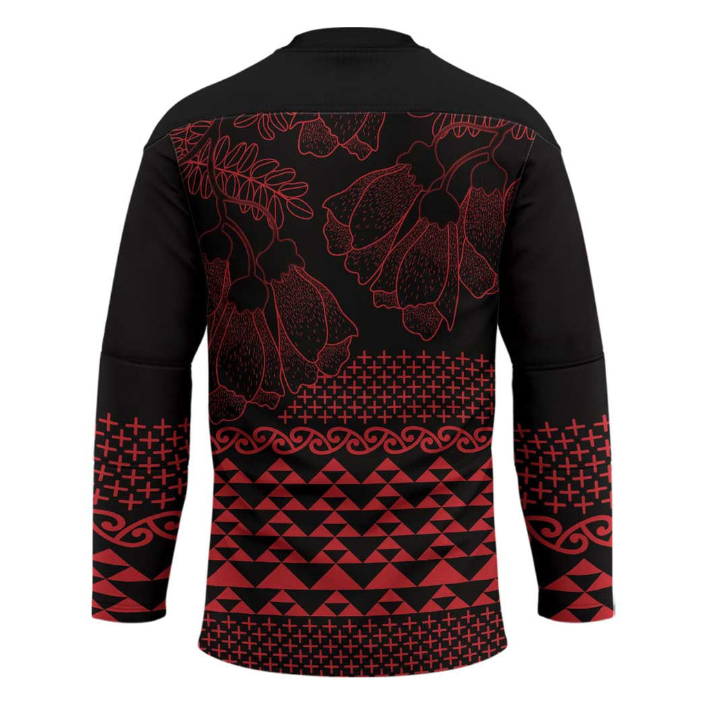 Red Taniko Kowhaiwhai Tukutuku Motif Hockey Jersey LT9
