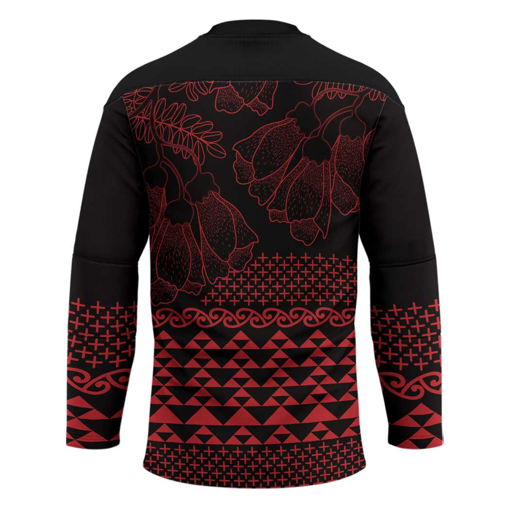 Red Taniko Kowhaiwhai Tukutuku Motif Hockey Jersey LT9