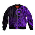 Papua New Guinea Island Bomber Jacket Bird of Paradise with Purple Polynesian Tribal LT9