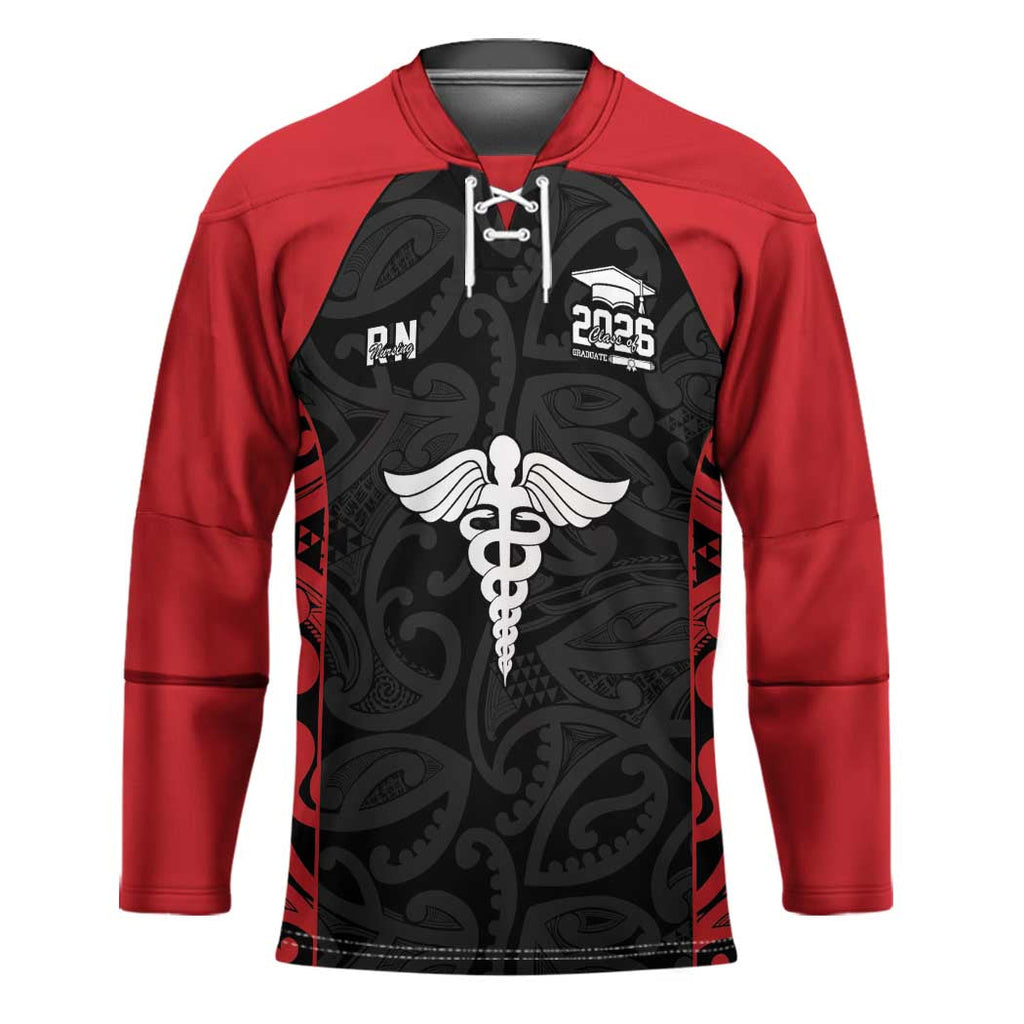 New Zealand Nurse RN 2026 Personalised Hockey Jersey Red Maori Pattern Cultural Pride LT9