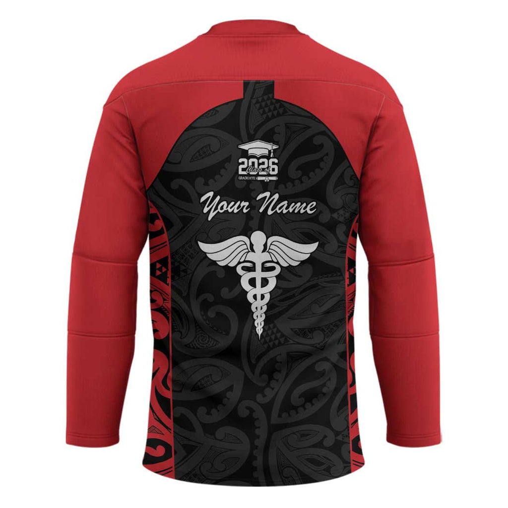 New Zealand Nurse RN 2026 Personalised Hockey Jersey Red Maori Pattern Cultural Pride LT9