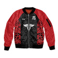 New Zealand Nurse RN 2026 Personalised Sleeve Zip Bomber Jacket Red Maori Pattern Cultural Pride LT9