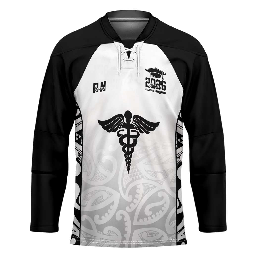 New Zealand Nurse RN 2026 Personalised Hockey Jersey White Maori Pattern Cultural Pride LT9