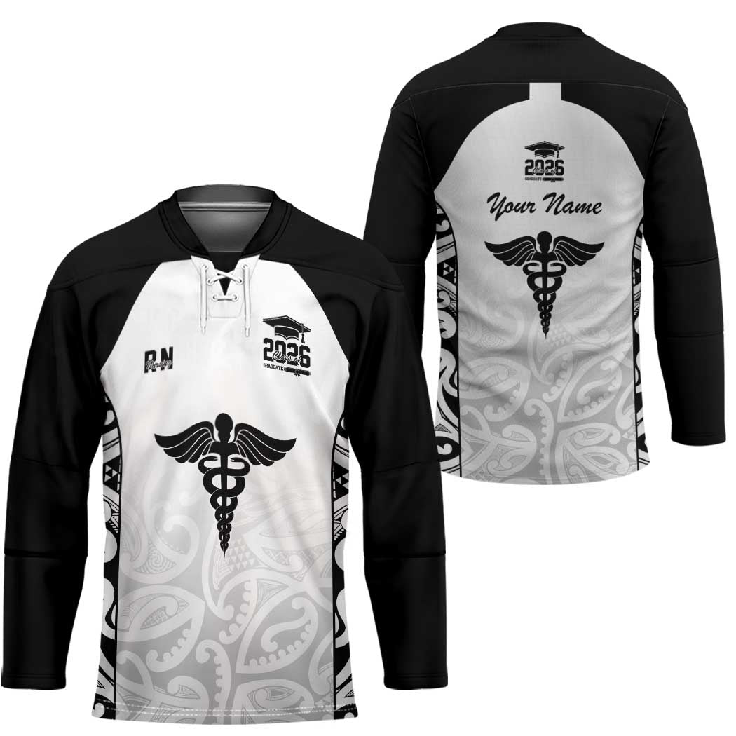 New Zealand Nurse RN 2026 Personalised Hockey Jersey White Maori Pattern Cultural Pride LT9