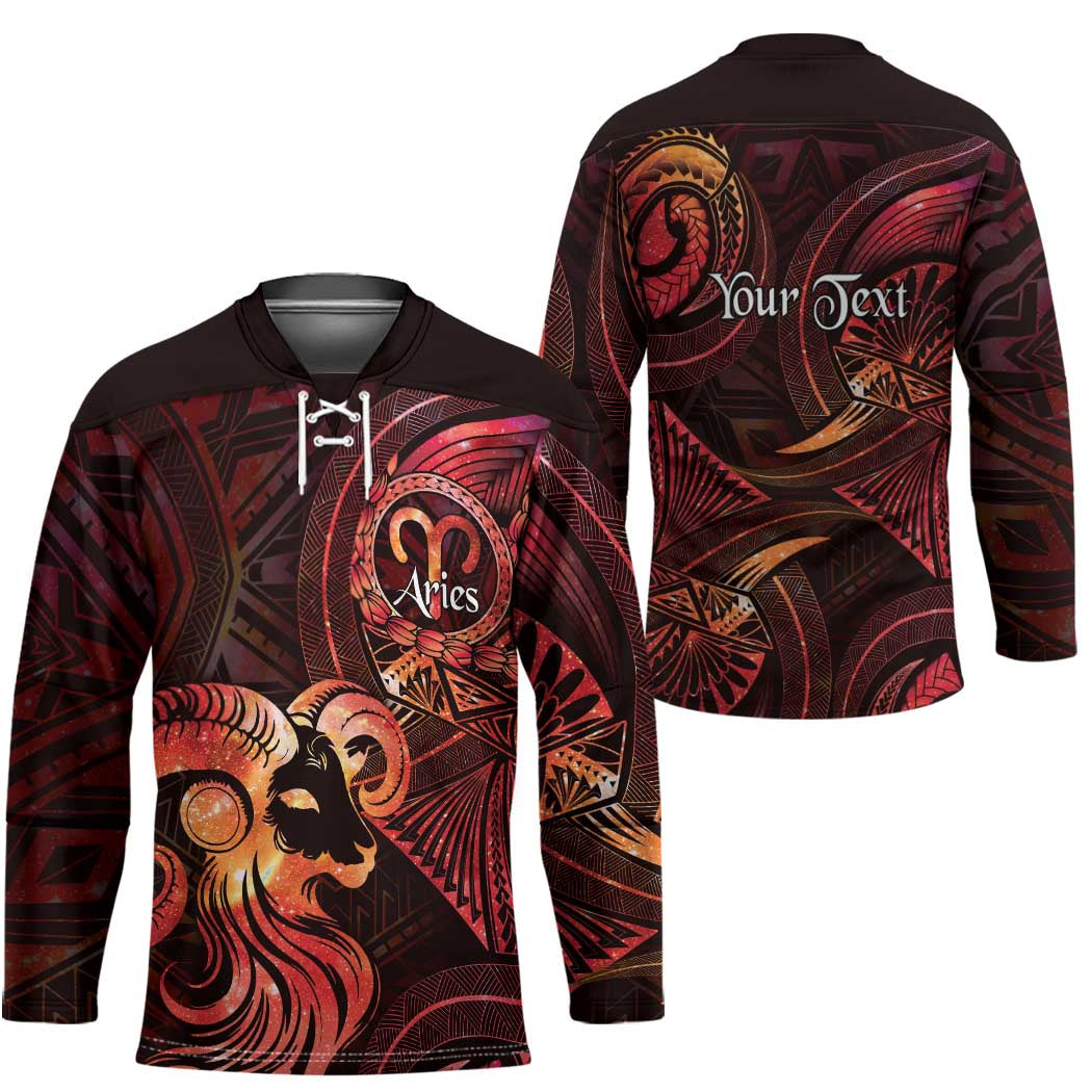 Personalised Polynesia Zodiac Aries Hockey Jersey Galaxy Polynesian Pattern Chest Tattoo Style LT14