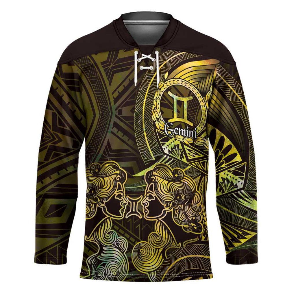 Personalised Polynesia Zodiac Gemini Hockey Jersey Galaxy Polynesian Pattern Chest Tattoo Style LT14