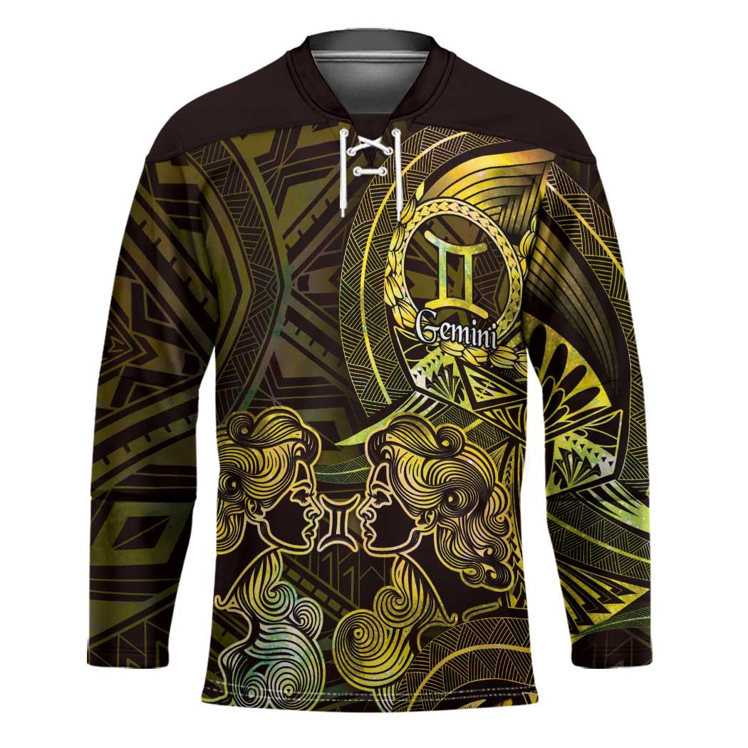 Personalised Polynesia Zodiac Gemini Hockey Jersey Galaxy Polynesian Pattern Chest Tattoo Style LT14