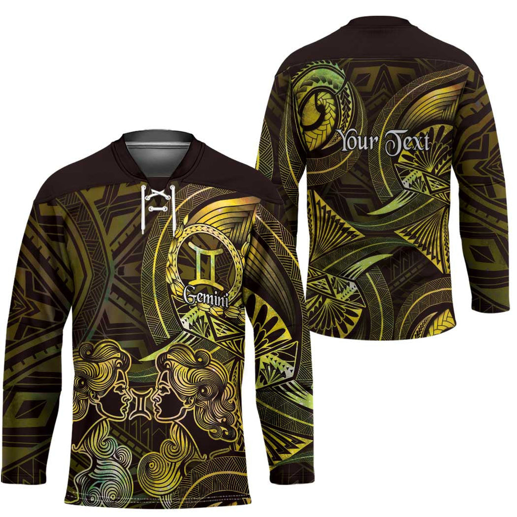 Personalised Polynesia Zodiac Gemini Hockey Jersey Galaxy Polynesian Pattern Chest Tattoo Style LT14