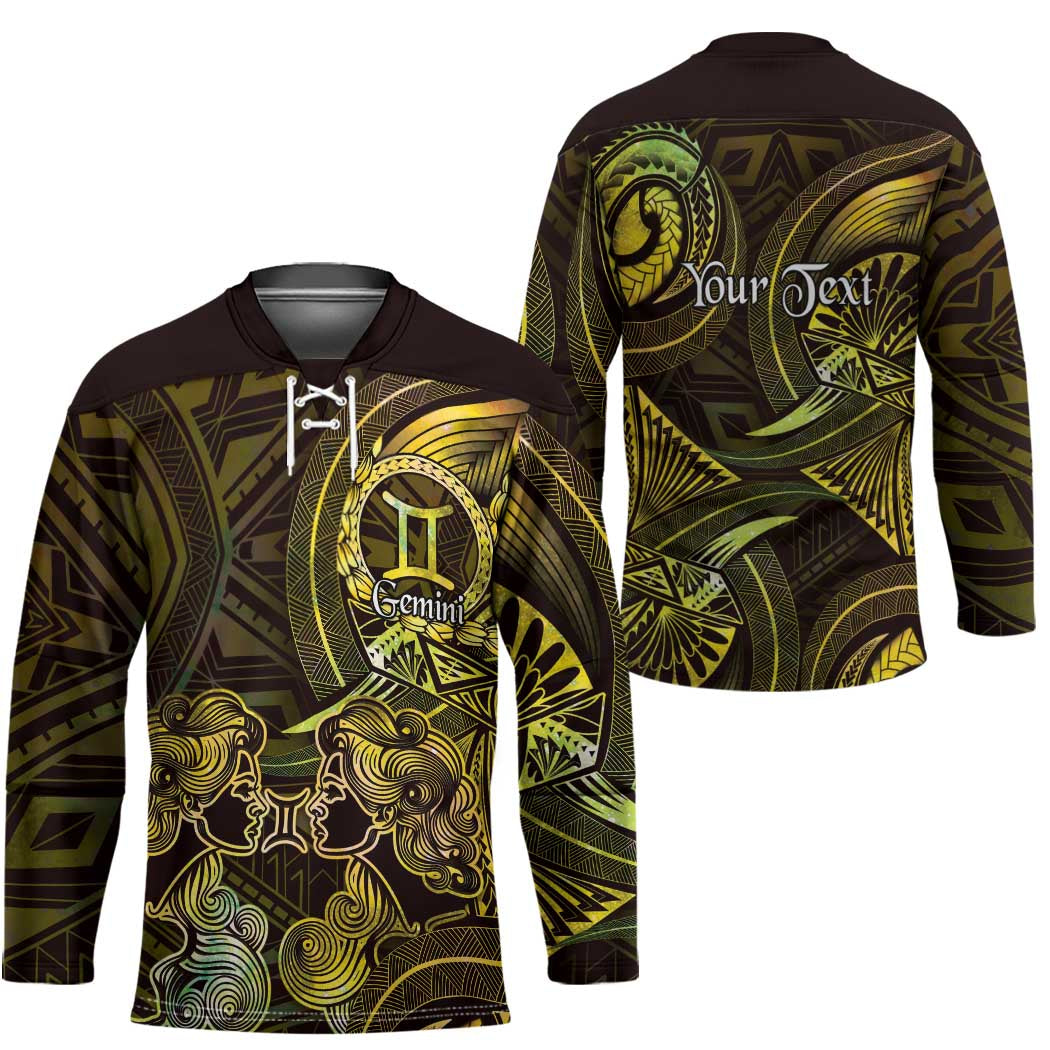 Personalised Polynesia Zodiac Gemini Hockey Jersey Galaxy Polynesian Pattern Chest Tattoo Style LT14