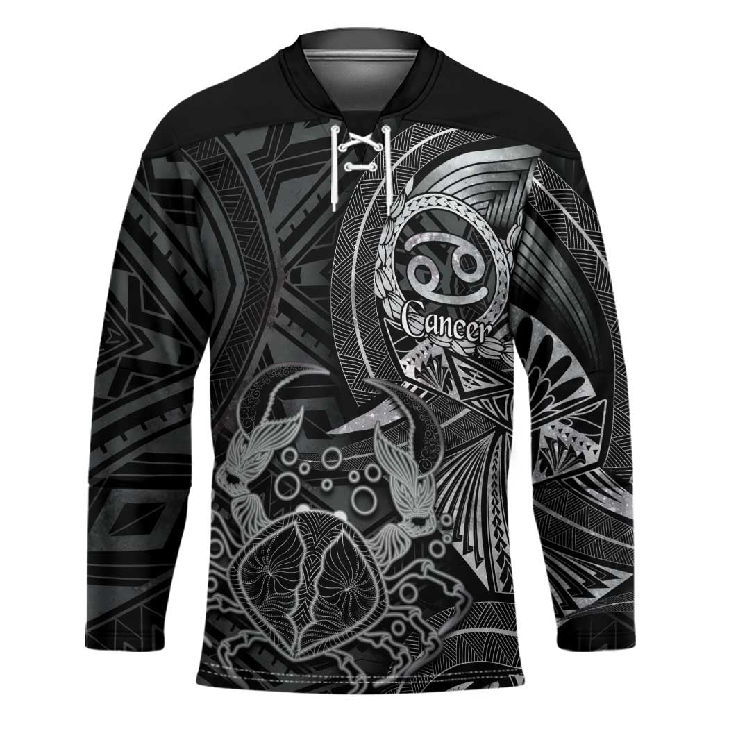 Personalised Polynesia Zodiac Cancer Hockey Jersey Galaxy Polynesian Pattern Chest Tattoo Style LT14