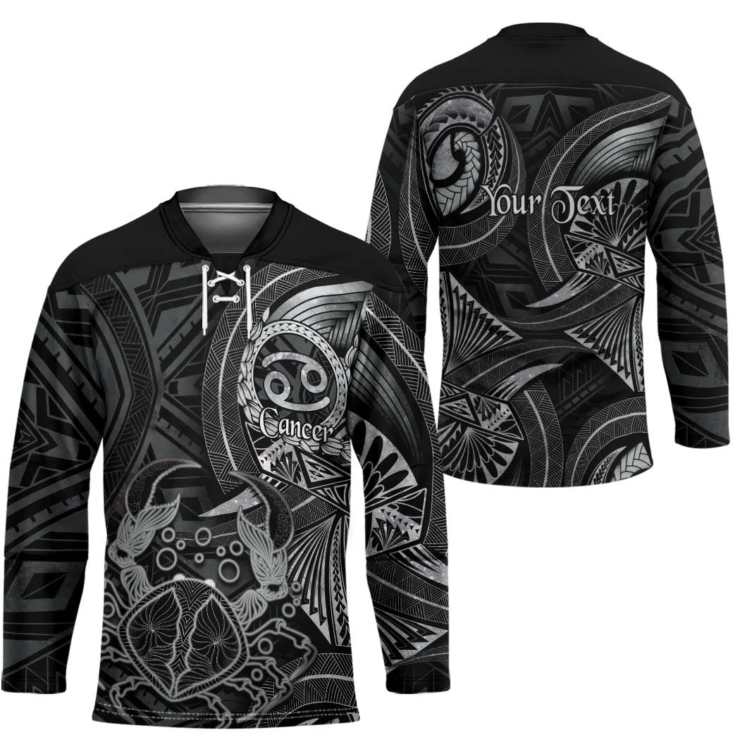Personalised Polynesia Zodiac Cancer Hockey Jersey Galaxy Polynesian Pattern Chest Tattoo Style LT14