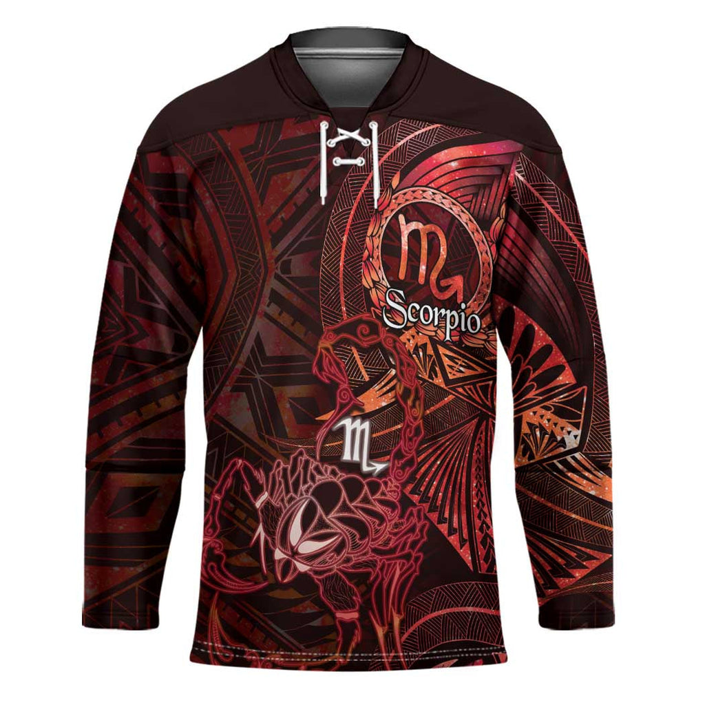 Personalised Polynesia Zodiac Scorpio Hockey Jersey Galaxy Polynesian Pattern Chest Tattoo Style LT14