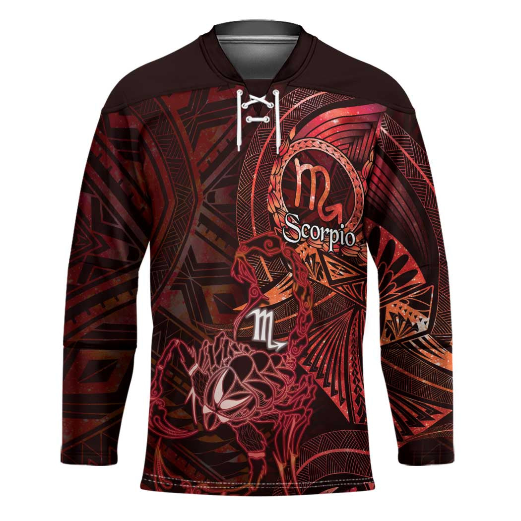 Personalised Polynesia Zodiac Scorpio Hockey Jersey Galaxy Polynesian Pattern Chest Tattoo Style LT14