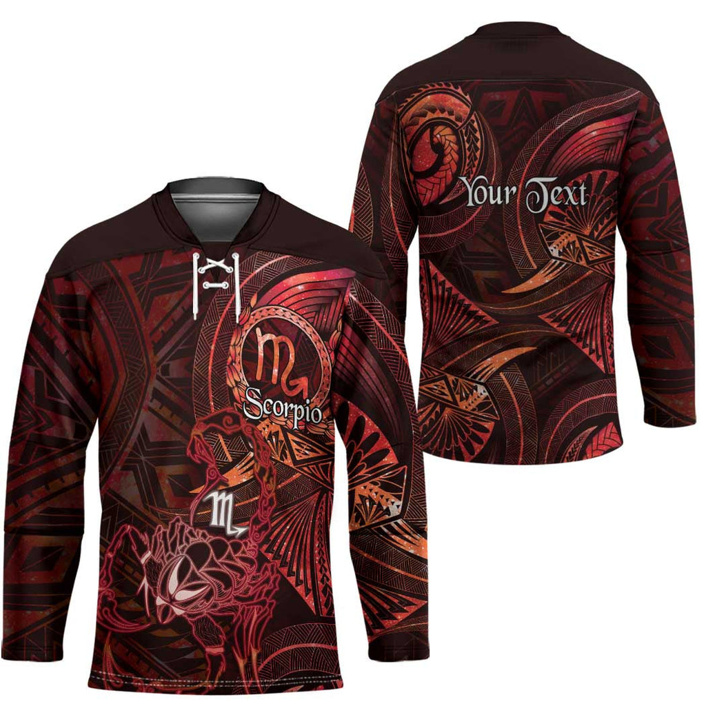 Personalised Polynesia Zodiac Scorpio Hockey Jersey Galaxy Polynesian Pattern Chest Tattoo Style LT14