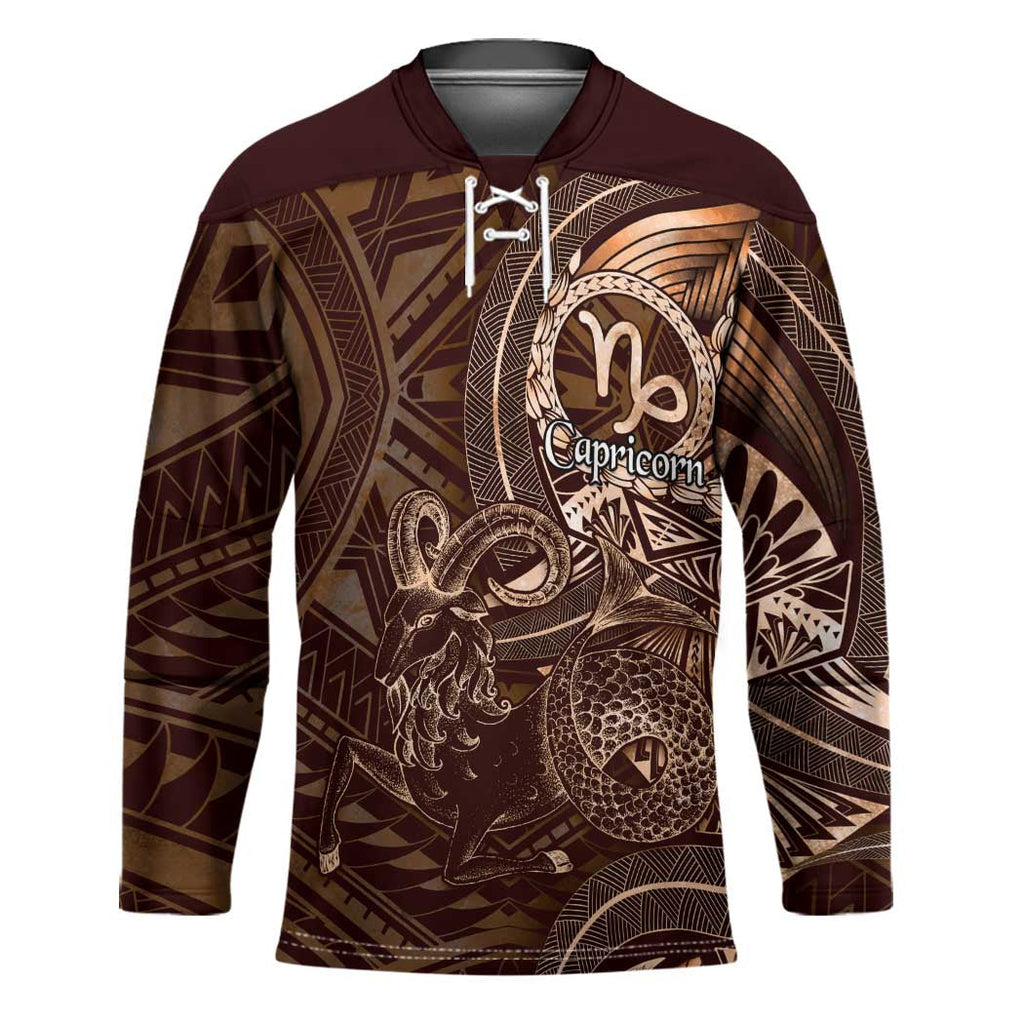 Personalised Polynesia Zodiac Capricorn Hockey Jersey Galaxy Polynesian Pattern Chest Tattoo Style LT14