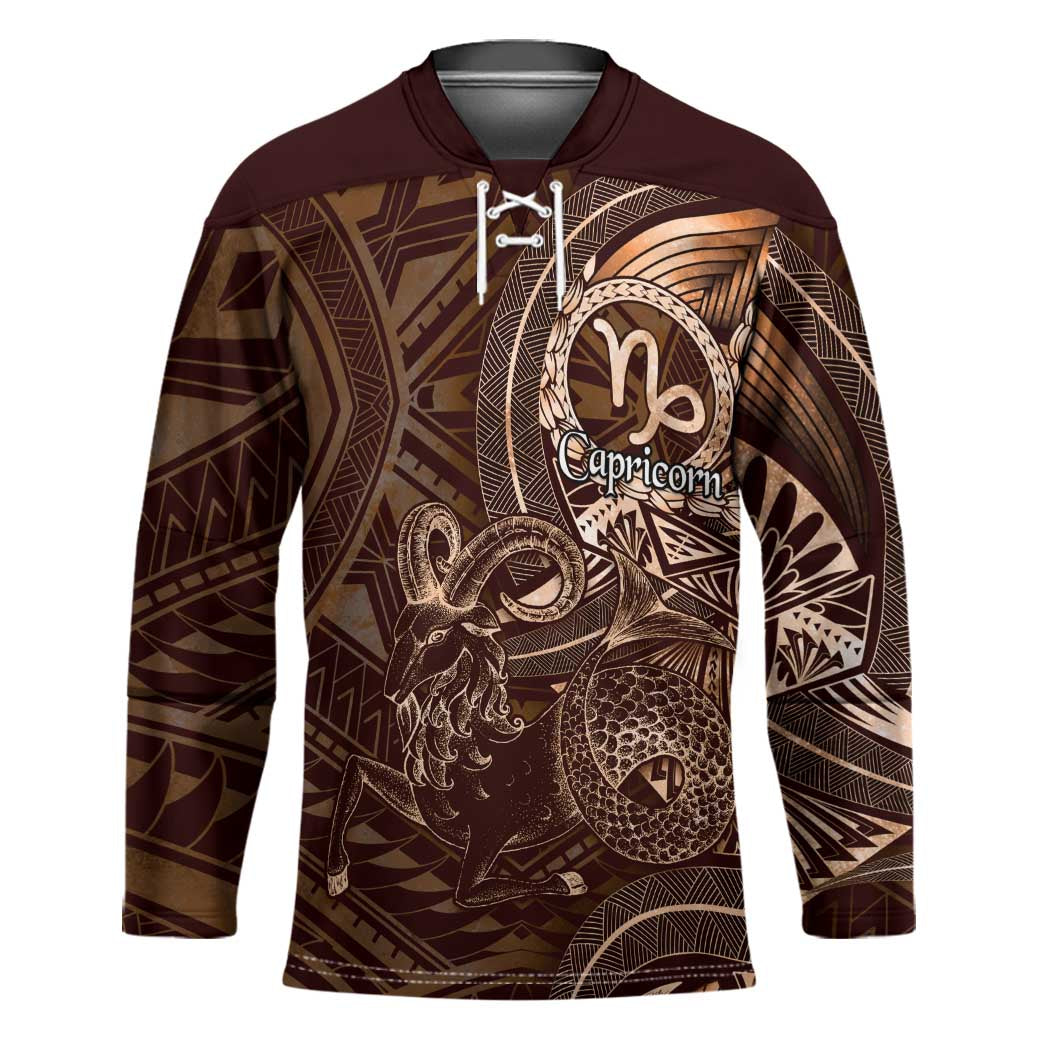 Personalised Polynesia Zodiac Capricorn Hockey Jersey Galaxy Polynesian Pattern Chest Tattoo Style LT14
